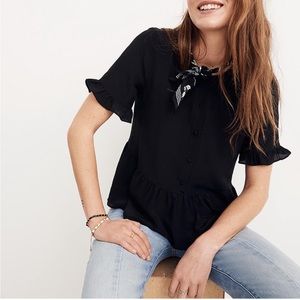 Madewell Silk Studio Ruffle-Hem Top